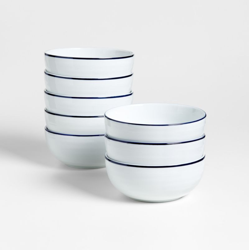 Roulette Blue Band Bowls, Set of 8 + Reviews | Crate & Barrel | Crate & Barrel