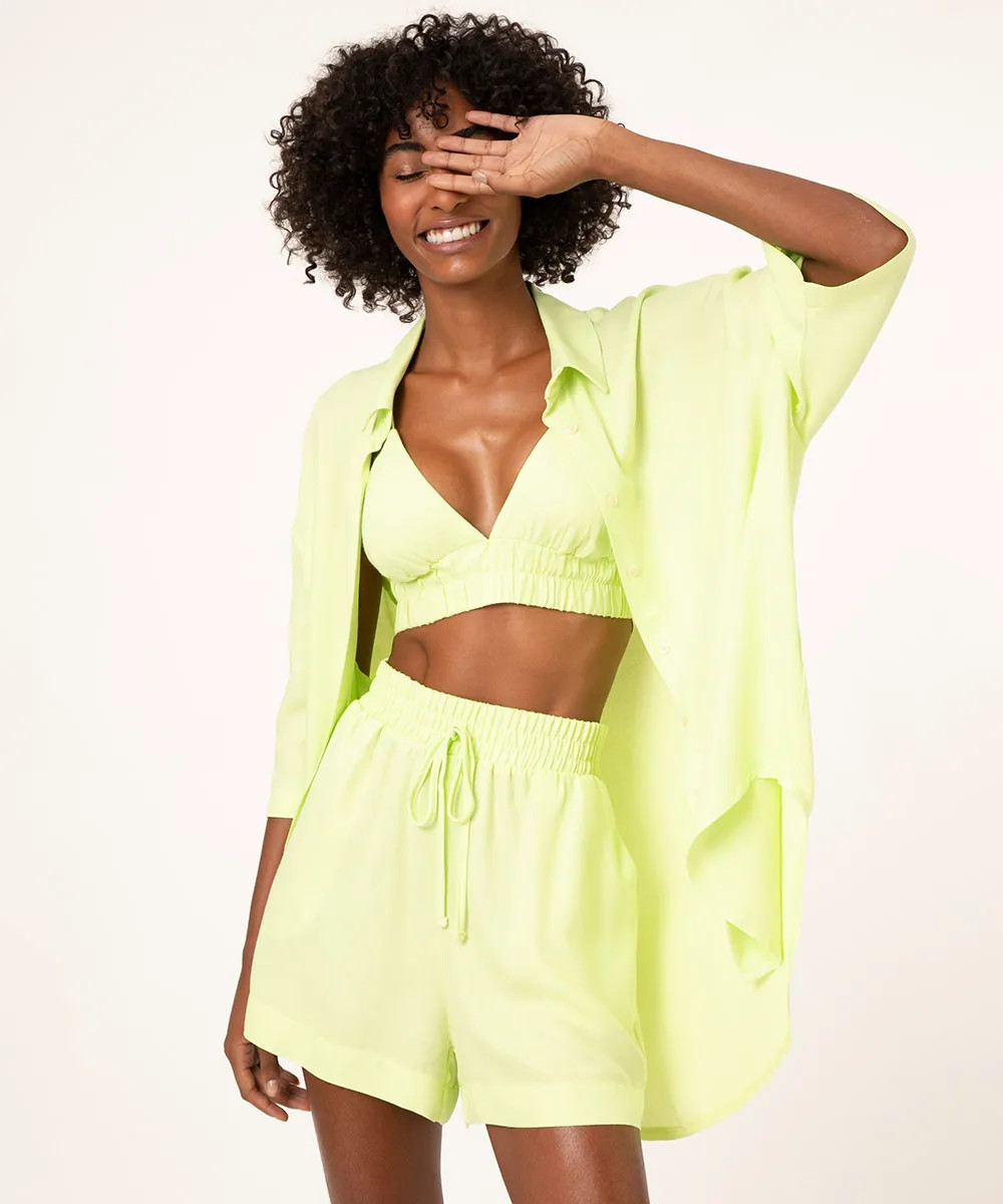 short cós elástico cintura super alta verde | C&A (BR)