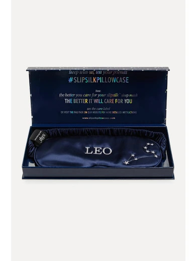 Slip - Leo Embroidered Mulberry Silk Eye Mask - Navy | NET-A-PORTER (US)