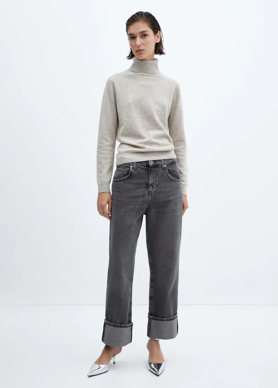 Wide-leg turned-hem jeans -  Women | Mango USA | MANGO (US)