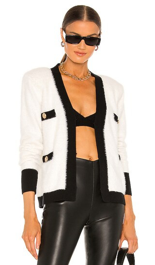 Kai Pocket Cardigan in White & Black | Revolve Clothing (Global)