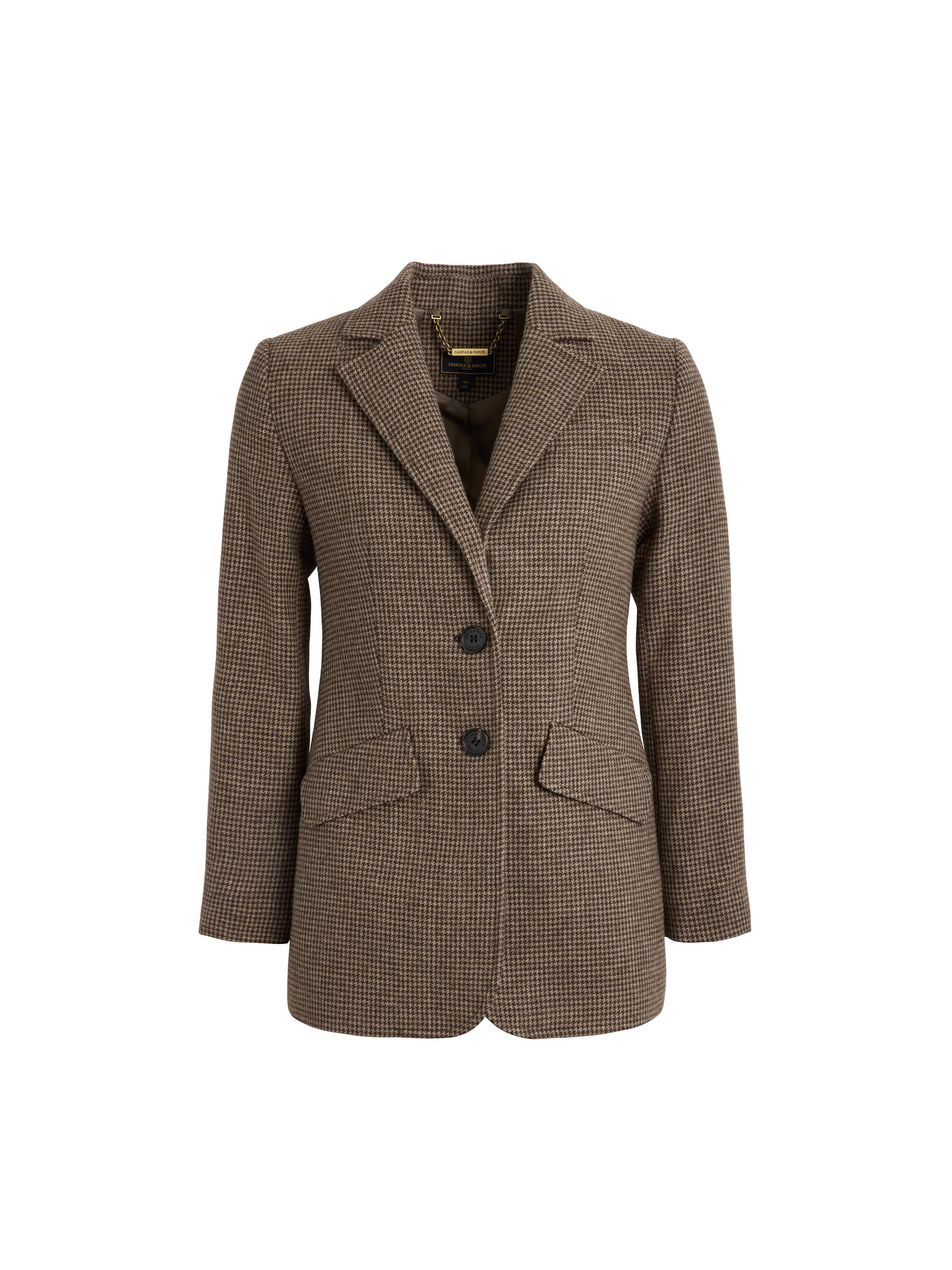 Hazel - Women's Blazer - Mini Houndstooth Brown Wool | Fairfax & Favor | Fairfax & Favor (UK)