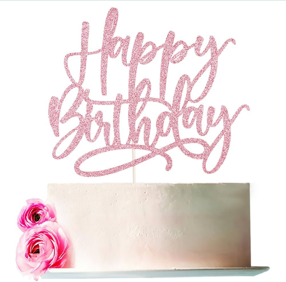 Glitter Happy Birthday Cake Topper, Anniversary Celebration Party Decoration, Birthday Cake Party... | Amazon (US)