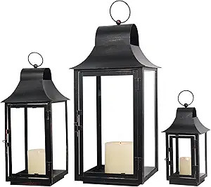 DECORKEY Lanterns Decorative Indoor & Outdoor, 22'' 16'' 11'' Large Candle Lanterns Decorative fo... | Amazon (US)