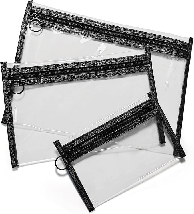 Clear Makeup Bags, 3 Pack Small Waterproof Cosmetic Toiletry Bags with Zipper, PVC Clear Travel B... | Amazon (US)