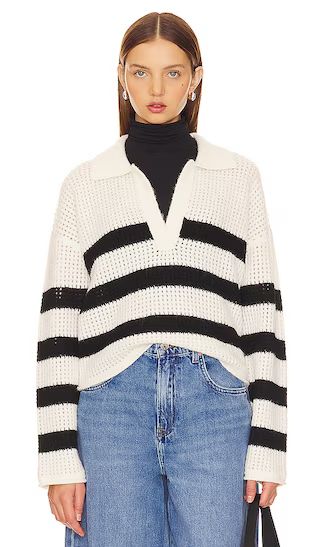 Ari Stripe Sweater in Ivory Black Stripe | Revolve Clothing (Global)