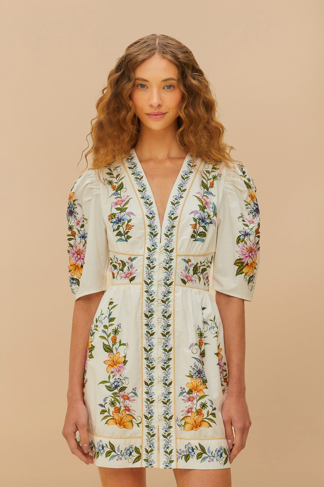 Off-White Sweet Bloom Dreamscape Organic Cotton Mini Dress | FarmRio (US)