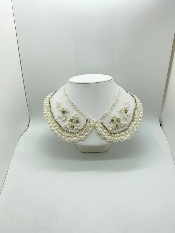Hand Stitched Collar With Faux Pearls and Rhinestones - Etsy Canada | Etsy (CAD)