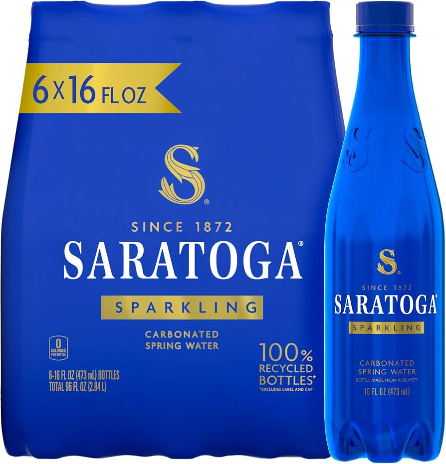 Saratoga, Sparkling Water Bottles, 6-Pack - Carbonated Spring Bottled Water - Recycled PET Plasti... | Amazon (US)
