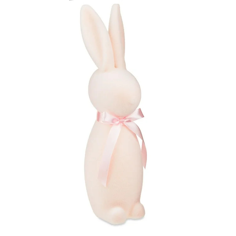 Easter Flocked Pink Bunny Decor, 16 Inch, Way To Celebrate | Walmart (US)