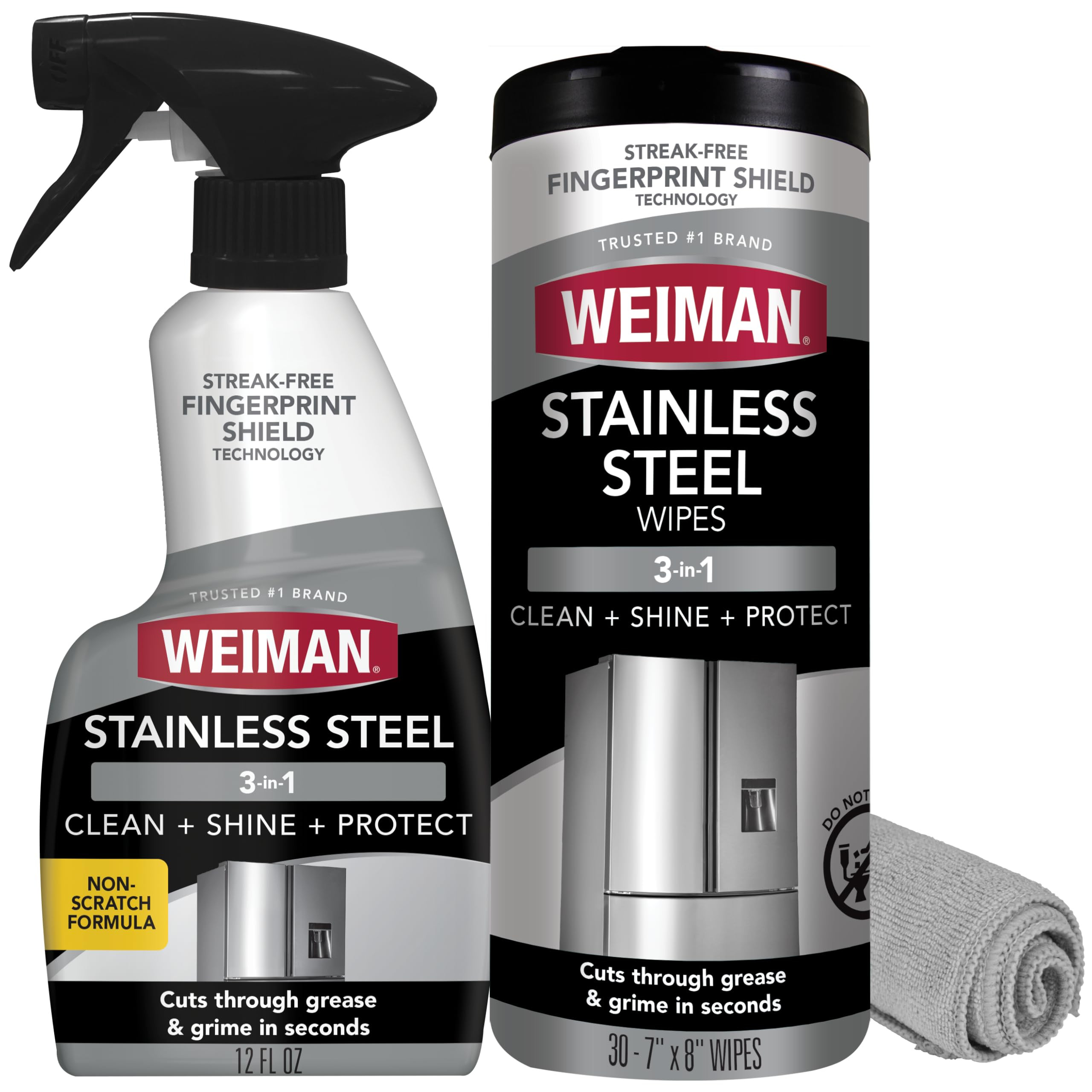 Weiman Stainless Steel Cleaner Kit - Removes Fingerprints, Residue, Water Marks, and Grease | Amazon (US)