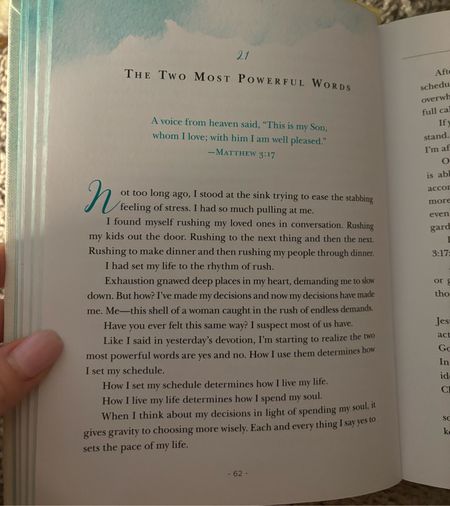 Such an incredible devotional ! I read it back in 2018 and am reading it again and it’s so cool to see how different things stick out to me in different seasons of life 

#LTKfamily #LTKfitness #LTKGiftGuide