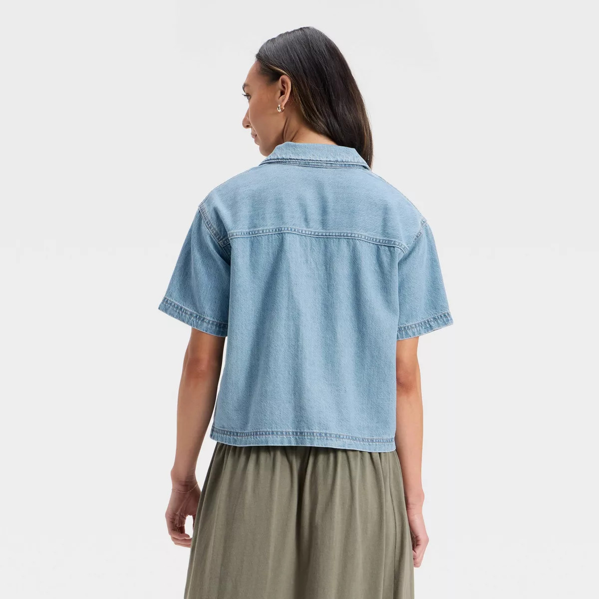 Women's Short Sleeve Button-Down Denim Shirt - Universal Thread™ | Target