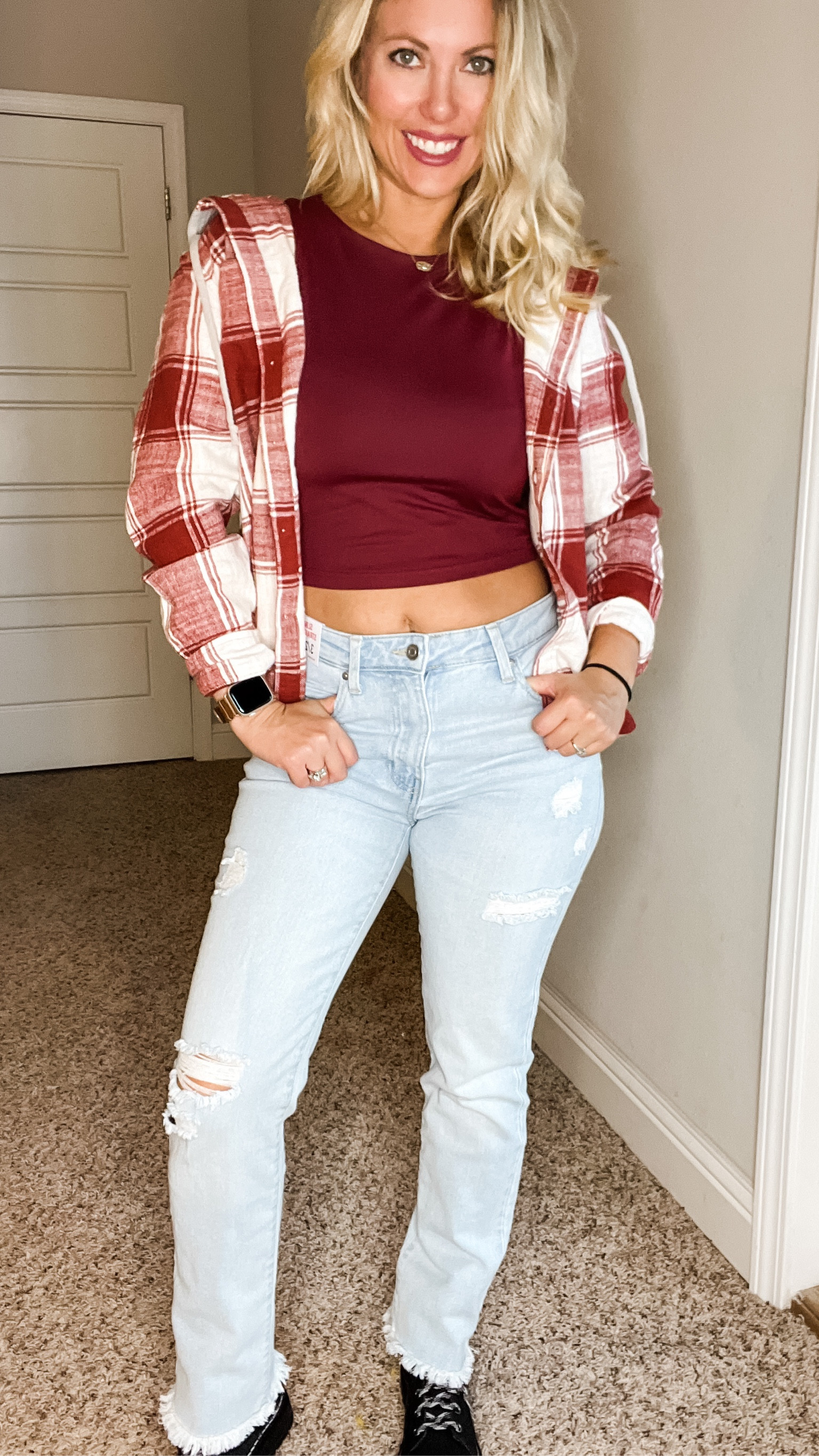 Walmart Pink Celebrity Jeans// Size Small, Fits TTS. Hooded Flannel Button up plaid shirt// Size Small fits TTS. #primeday2022

Walmart fashion, casual outfit, flannel, frayed jeans, relaxed fit, fall fashion, fall outfit

#LTKunder50 #LTKshoecrush #LTKSeasonal