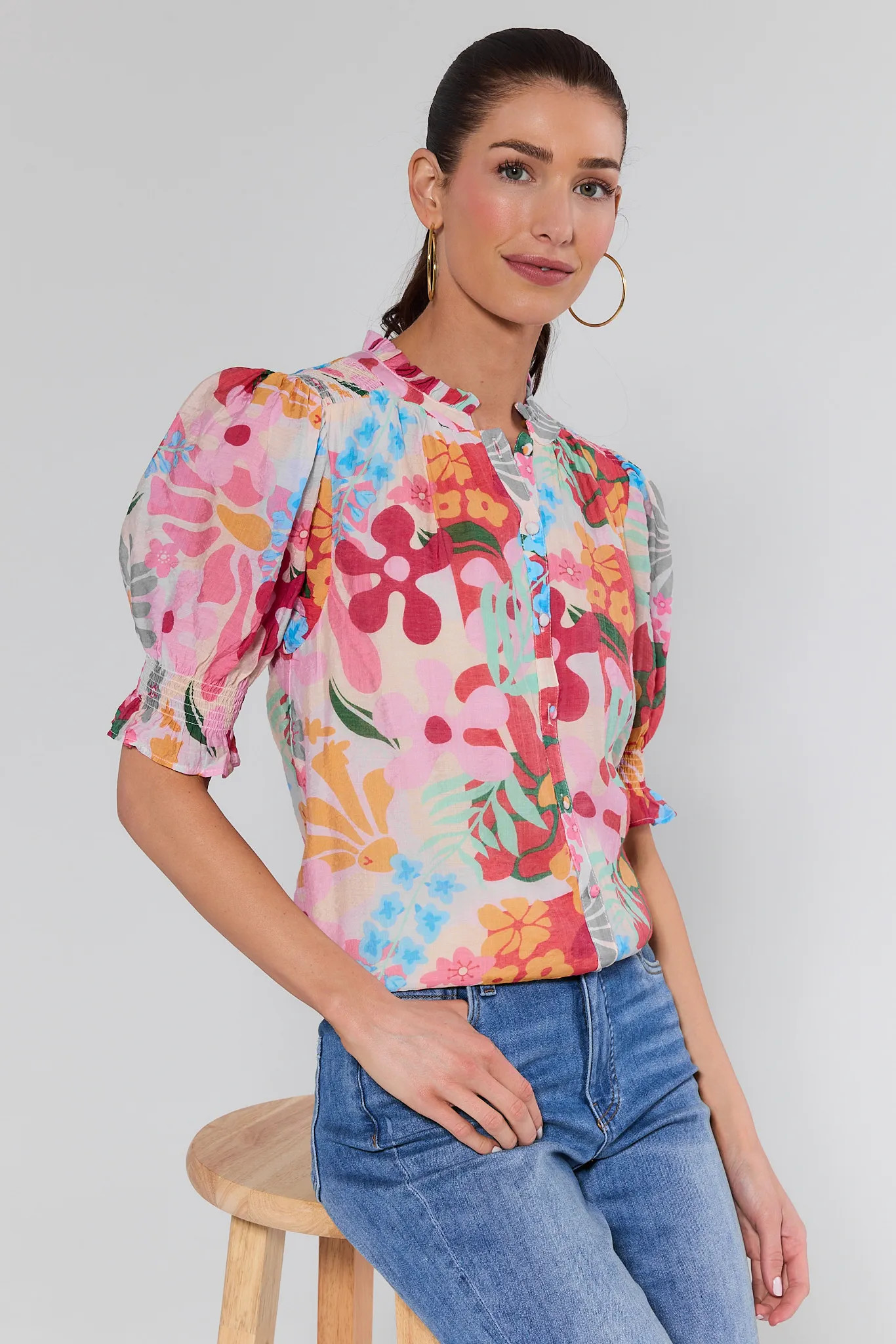 Tessa Floral Print Puff Sleeve Top | Avara