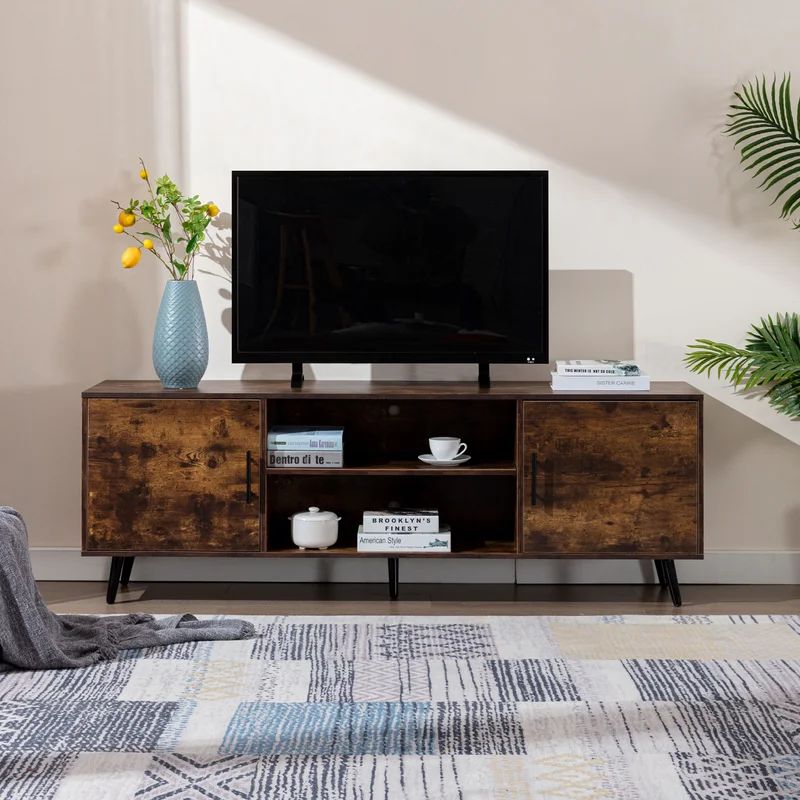 TV Stand For 78 Inch TV Screen - Wooden Entertainment Center With 2 Door And Storage Shelves - Me... | Wayfair North America