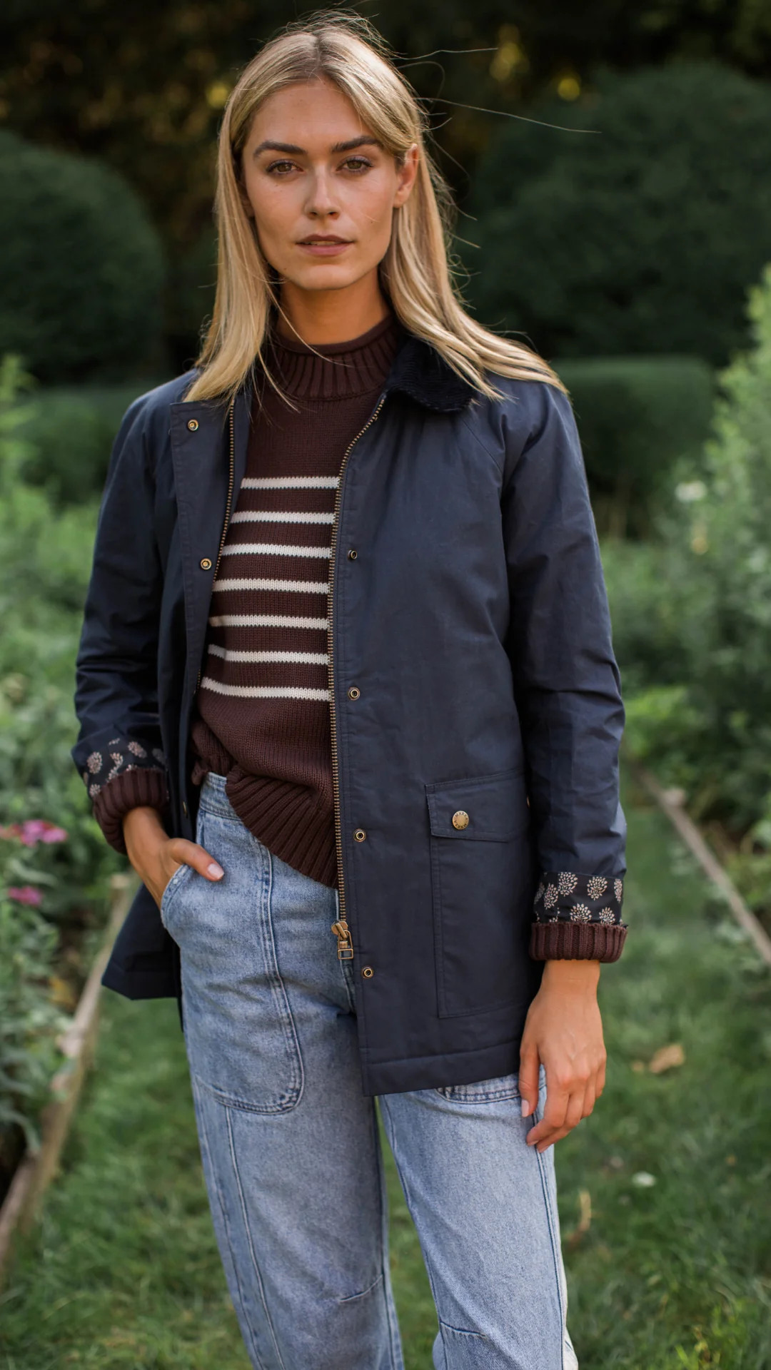 Waxed Barn Jacket - Navy | Marea