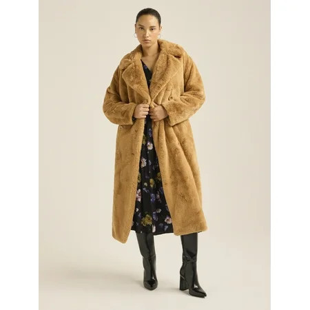 Scoop Women s & Women s Plus Faux Fur Oversized Maxi Coat Sizes XS-4X | Walmart (US)