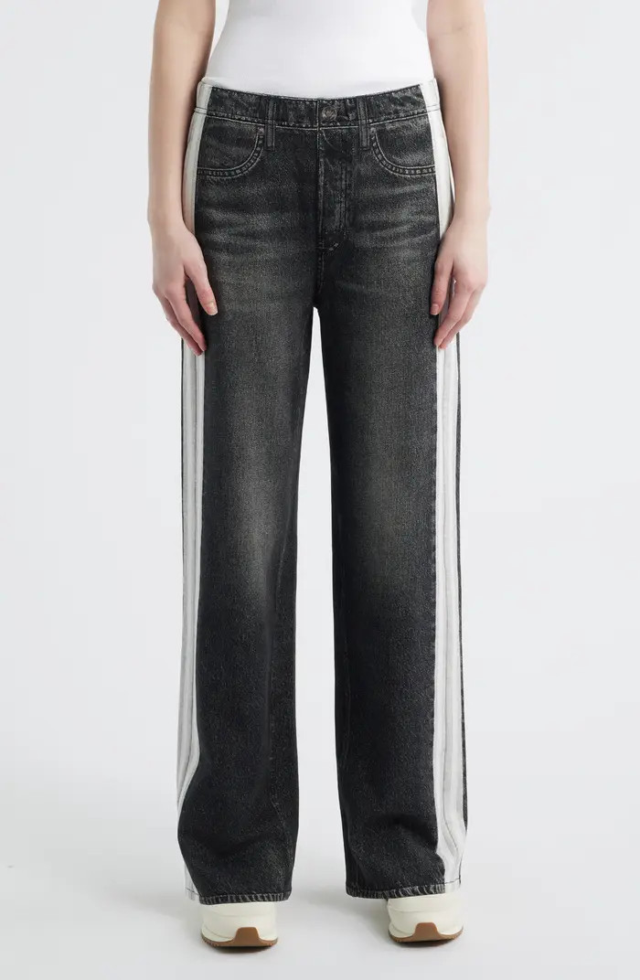 Miramar Side Stripe Wide Leg Cotton Terry Sweatpant Jeans | Nordstrom