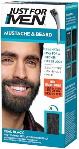 Just For Men Mustache & Beard, Beard Dye for Men with Brush Included, With Keratin Biotin Aloe an... | Amazon (US)