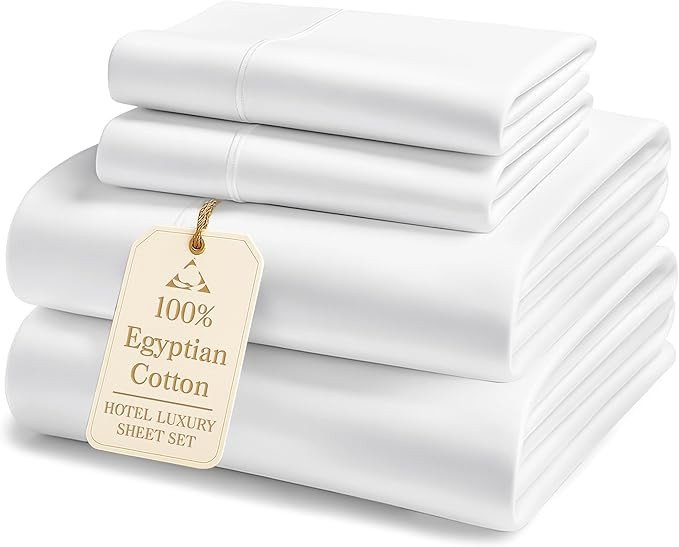 LANE LINEN 100% Egyptian Cotton Sheets Queen Size - Queen Size Bed Sheets, Long Staple Cotton Bed... | Amazon (US)