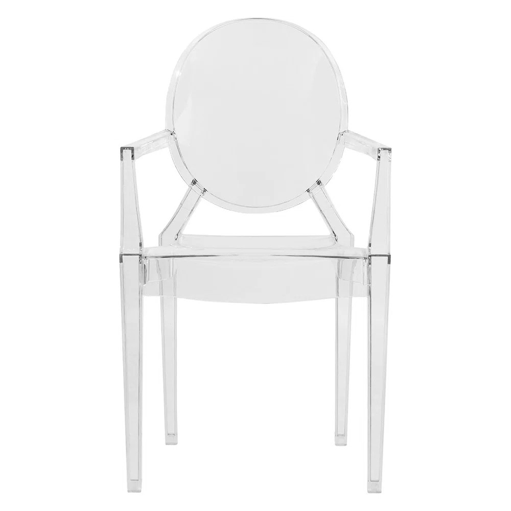 Chatfield Transparent Acrylic Dining Arm Chair – Stackable Round Back Accent & Banquet Seat for... | Wayfair North America