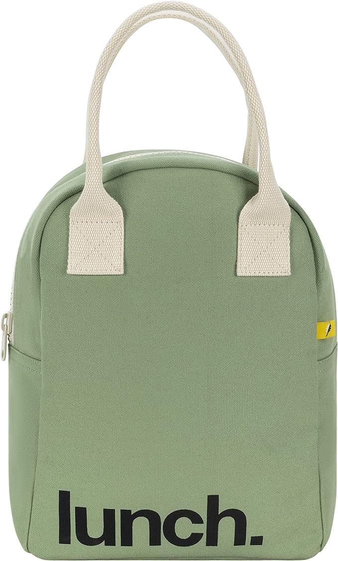 Fluf Zipper Lunch Bag | Organic Cotton Lunch Bag for Men, Women & Kids (Moss) | Amazon (US)