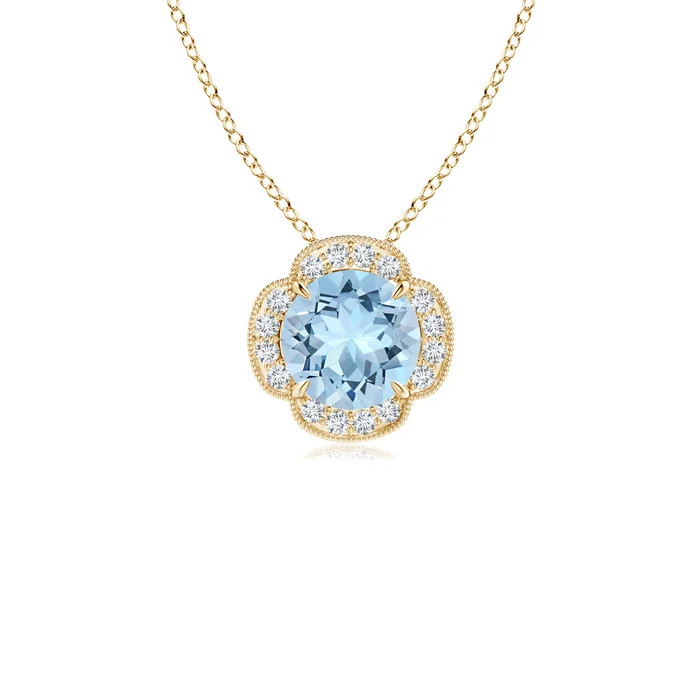 Claw-Set Aquamarine Clover Pendant with Diamonds | Angara Inc.