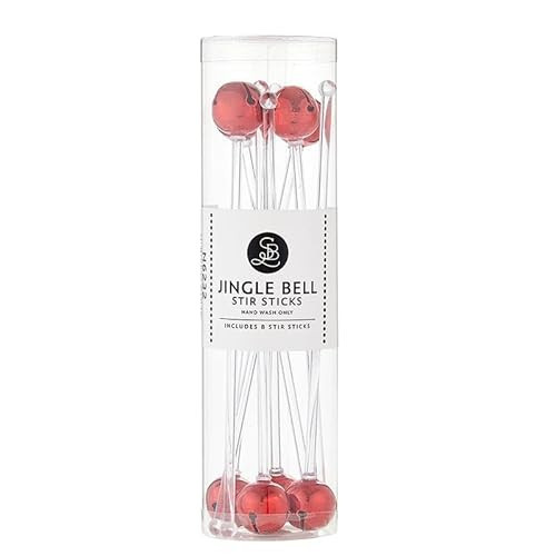 Santa Barbara Design Studio Holiday Bar Cart Accessories Jingle Bell Cocktail Stir Sticks, 8-Count, Red | Amazon (US)