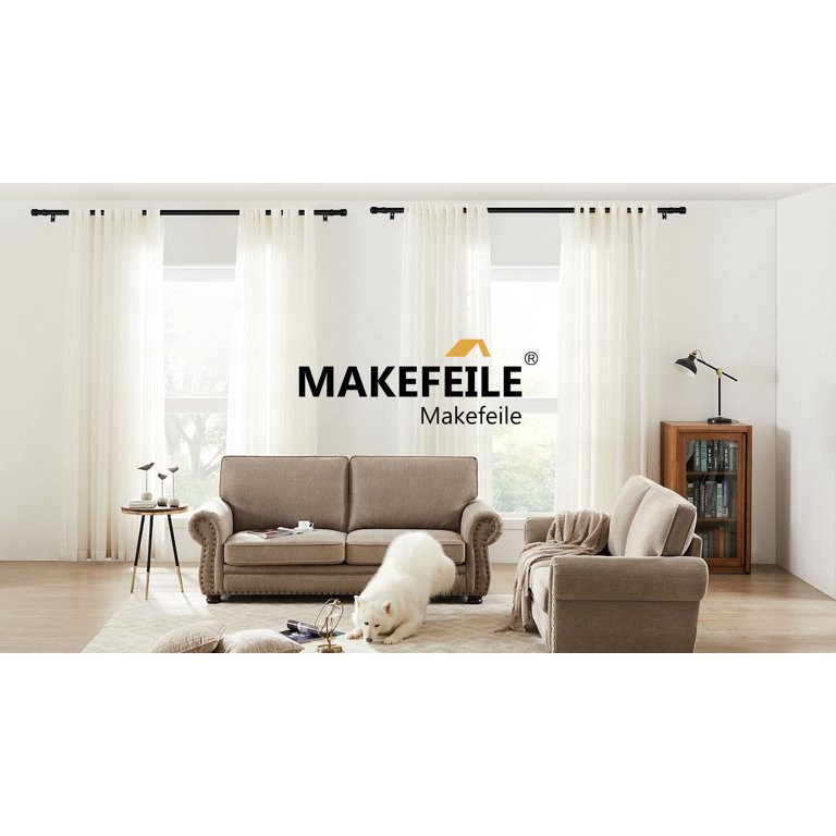 MaKefeile Classic 48-144 Inch Gold Curtain Rods Heavy duty Single Curtain Rod for Windows,1 Inch ... | Walmart (US)