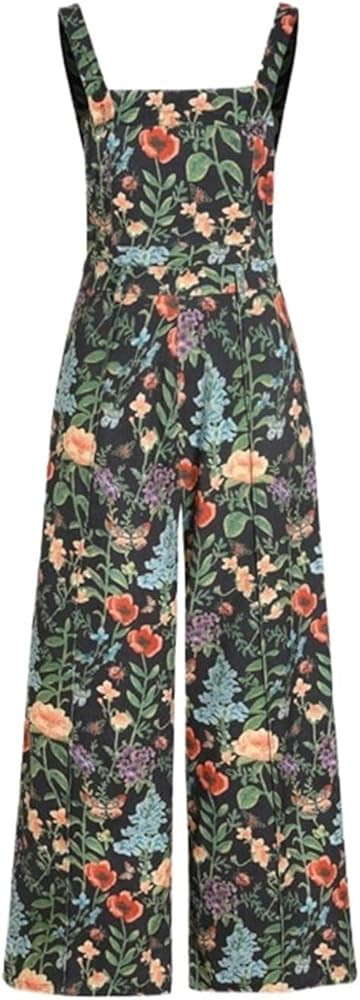 Floral Button Wide Leg Jumpsuit, Womens Jumpsuits Casual, Overalls for Women Loose, Floral Print ... | Amazon (US)