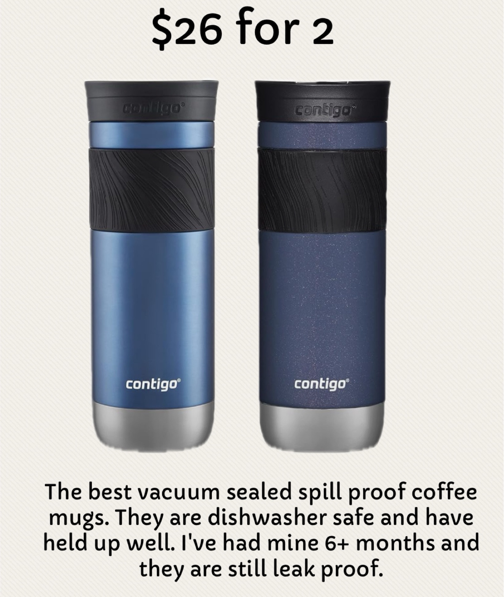 The best leak proof vacuum sealed travel mugs 
Coffee mug 
Spill proof 
Gifts for him 

2 for $26 on sale 

#LTKTravel #LTKMens #LTKOver40