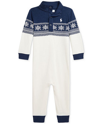Polo Ralph Lauren Baby Cotton Snowflake-Print Coverall - Macy's | Macy's