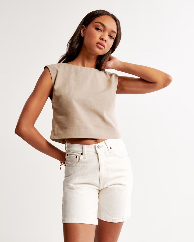 Linen-Blend Shell Set Top | Abercrombie & Fitch (US)