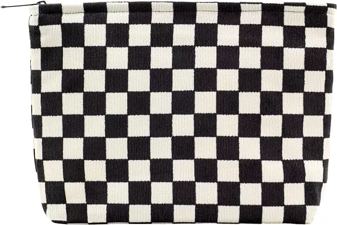  PAZIMIIK Checkered Makeup Bag for Purse Portable