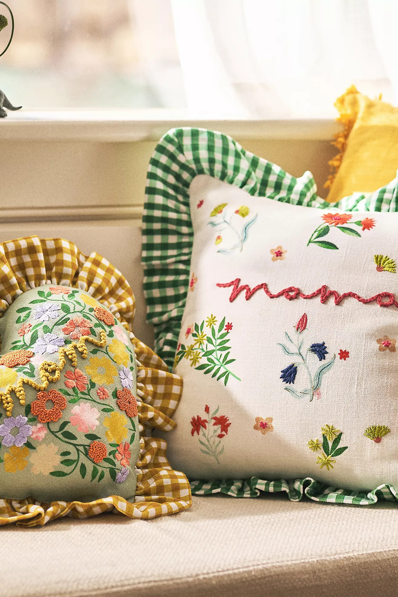 Mom Cotton Embroidered Floral Pillow | Anthropologie (US)