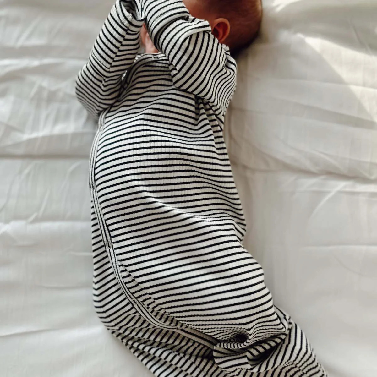 Black Stripe / Organic Ribbed Gown | SpearmintLOVE