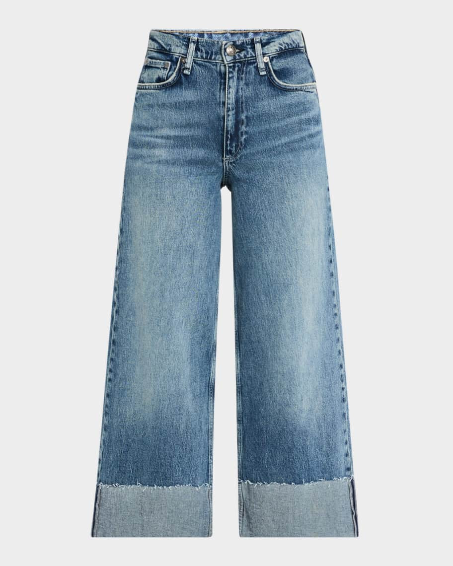 Rag & Bone Sofie High-Rise Wide-Leg Ankle Cuff Jeans | Neiman Marcus