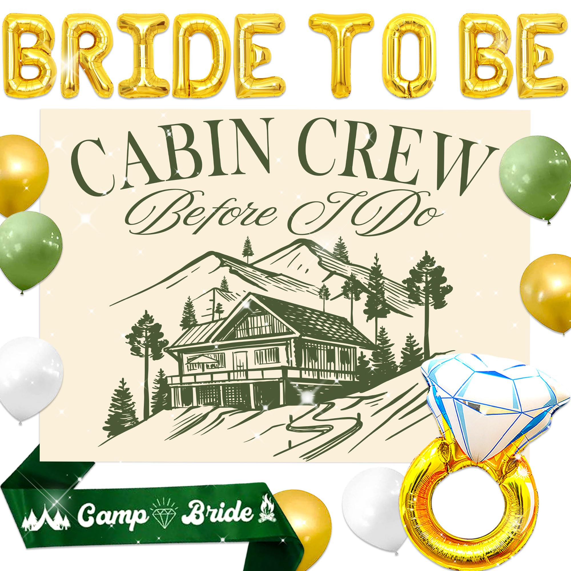 Camping Bachelorette Decoration Balloons Sash Cabin Crew Before i Do Backdrop Mountain Lake Hikin... | Amazon (US)