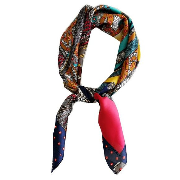 SQUARE Satin Head Scarf for Women 27.5 × 27.5 inches - 01 Dark Blue Edge | Poshmark