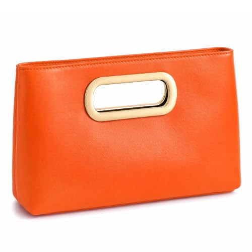 XquiziFit Orange Purse Formal Evening Bag Wedding Evening Clutch with Detachable Chain Orange Clutch PU Leather | Amazon (US)