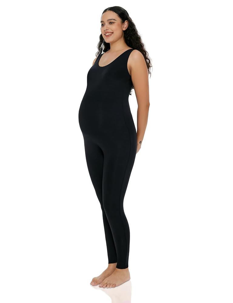 POSHDIVAH Women's Maternity Jumpsuit Romper Pregnancy Leggings Sleeveless Tank Top Bodycon Bodysu... | Amazon (US)