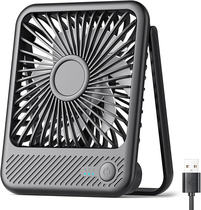 Koonie USB Desk Fan, Strong Wind Ultra Quiet Small Personal Fan with 180° Tilt Folding and 3 Spe... | Amazon (US)