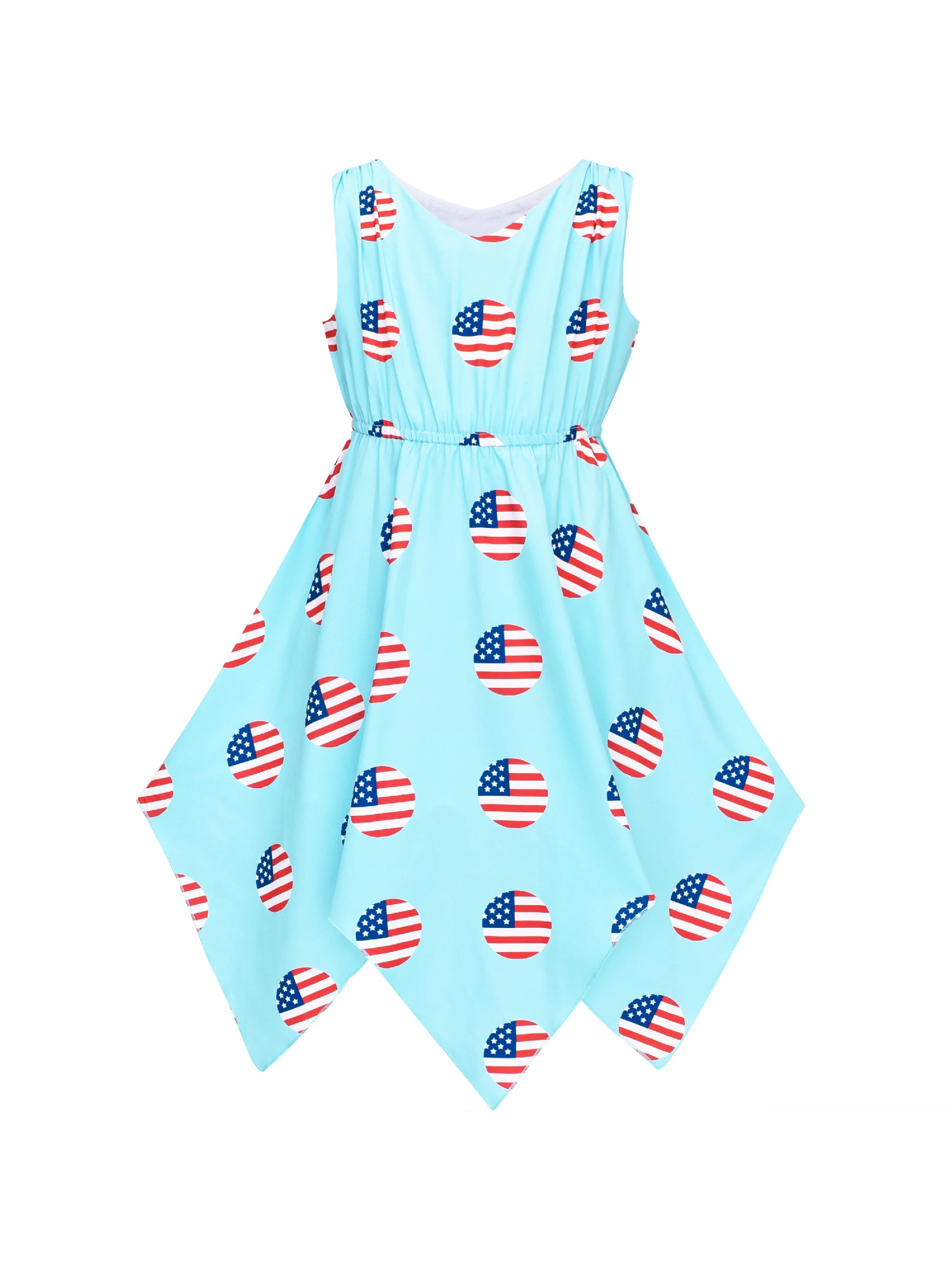Girls Dress American Flag July 4th Hanky Hem National Day 7 Years - Walmart.com | Walmart (US)