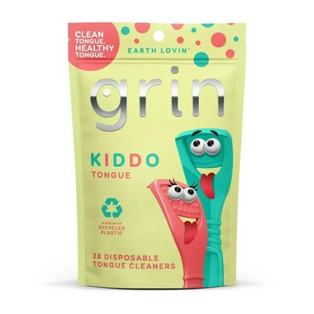 Grin Kiddo Tongue Cleaner - 28 Ct - Children’s Disposable Tongue Scraper, Made with Recycled Plastic, Gently Removes Bacteria to Help Keep Kids Healthy | Walmart (US)
