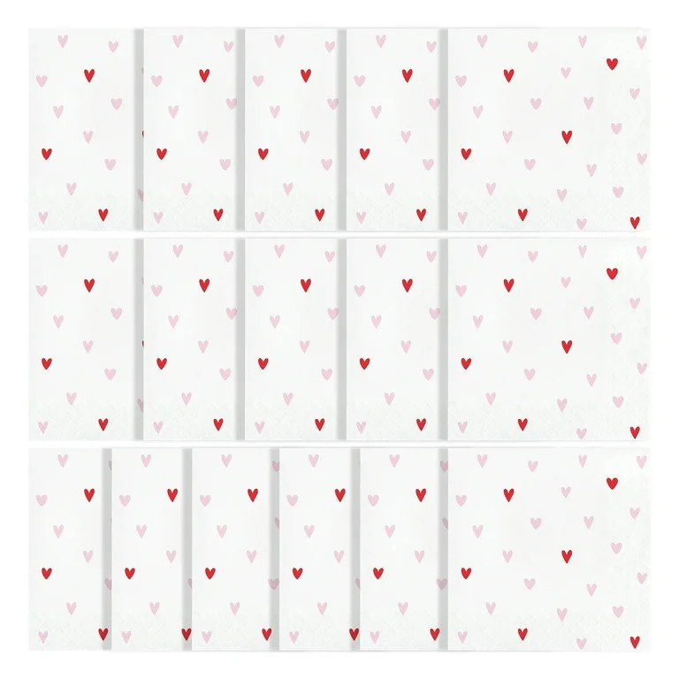 Way to Celebrate Valentine's Day Lunch Napkins with Red and Pink Hearts, 16 Count, 6.5 x 6.5 Inch... | Walmart (US)