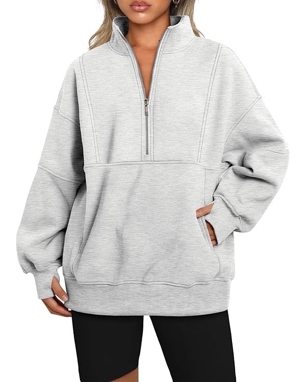 AUTOMET Women's Half Zip Oversized Sweatshirts Fleece Long Sleeve Hoodies Casual Sweaters with Po... | Amazon (US)