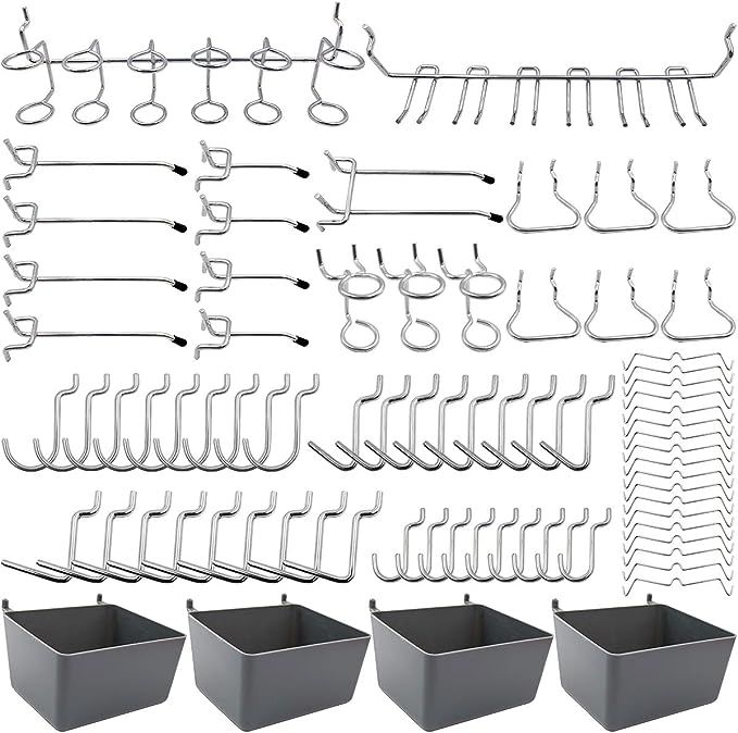 FRIMOONY Pegboard Hooks Assortment with Pegboard Bins, Peg Locks, for Organizing Various Tools, 8... | Amazon (US)