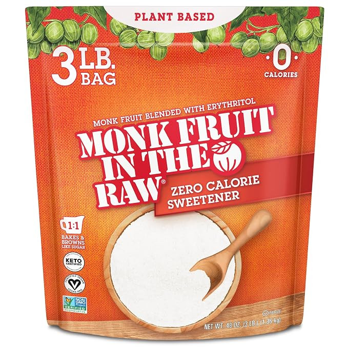 MONK FRUIT IN THE RAW, 48 oz Baker's Bag, Pack of 1, Natural Monk Fruit Sweetener w/Erythritol, S... | Amazon (US)