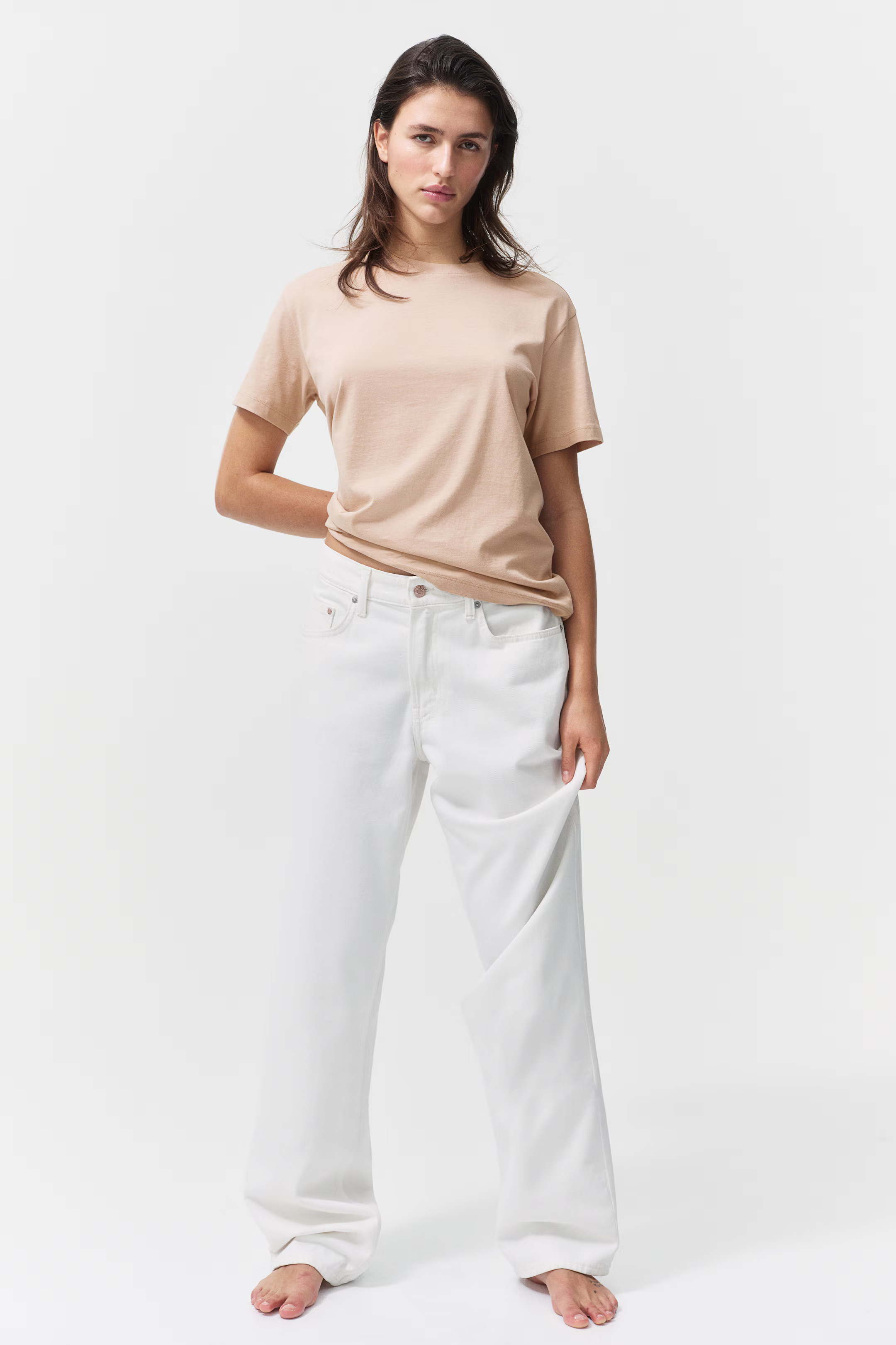 Cotton T-shirt - Beige - Ladies | H&M US | H&M (US + CA)